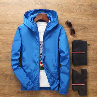 Men's Spring and Summer Plus Size Thin Solid Colour Casual Hooded Loose Jacket