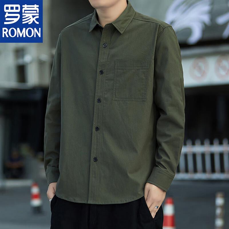ROMON Men's 100% Cotton Long Sleeve Casual Shirt