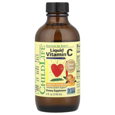 Vitamine C Liquide, Saveur Naturelle Orange, 118 ml (4 oz liq.)