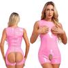 Dámská lakovaná kůže vystřihovánka body s otevřenými košíčky bez rozkroku na zadek bodycon trikot na párty v nočním klubu