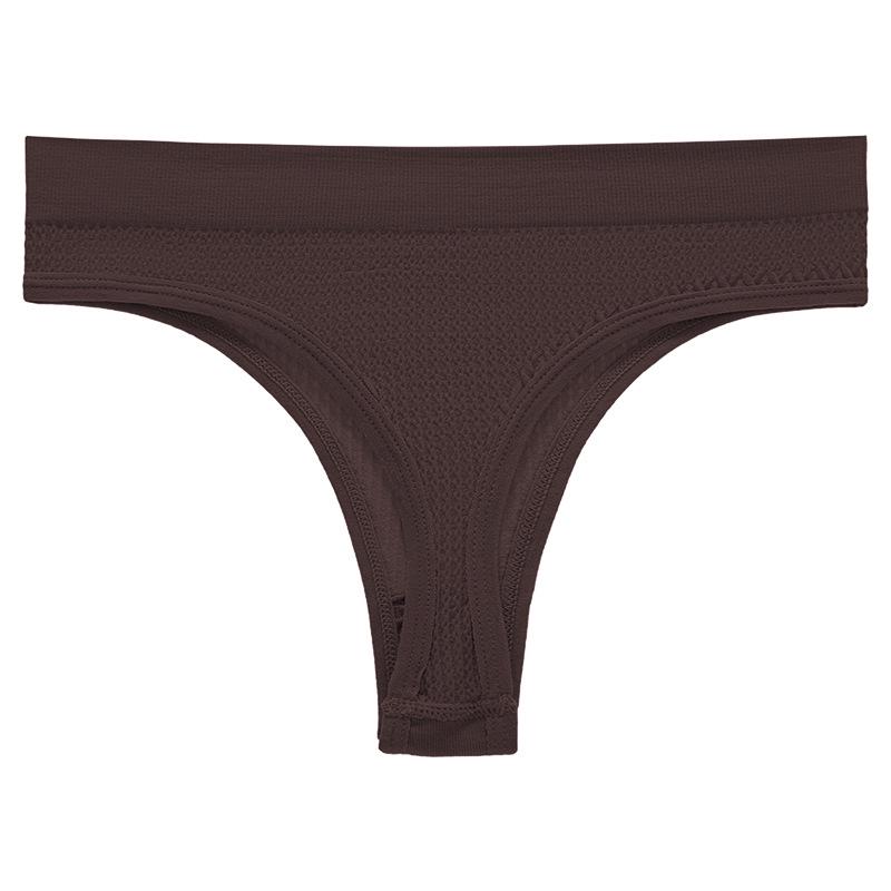 Sexy Mid-Waist Plus Size Tanga: Europäische atmungsaktive nahtlose Sportunterwäsche Medium braun