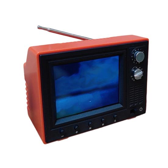 Mini TV Real Video Playback Mini Working TV for Doll Houses 1/12 Scale with Rotatable Antenna USB Rechargeable Battery Miniature Furniture Toy Gift