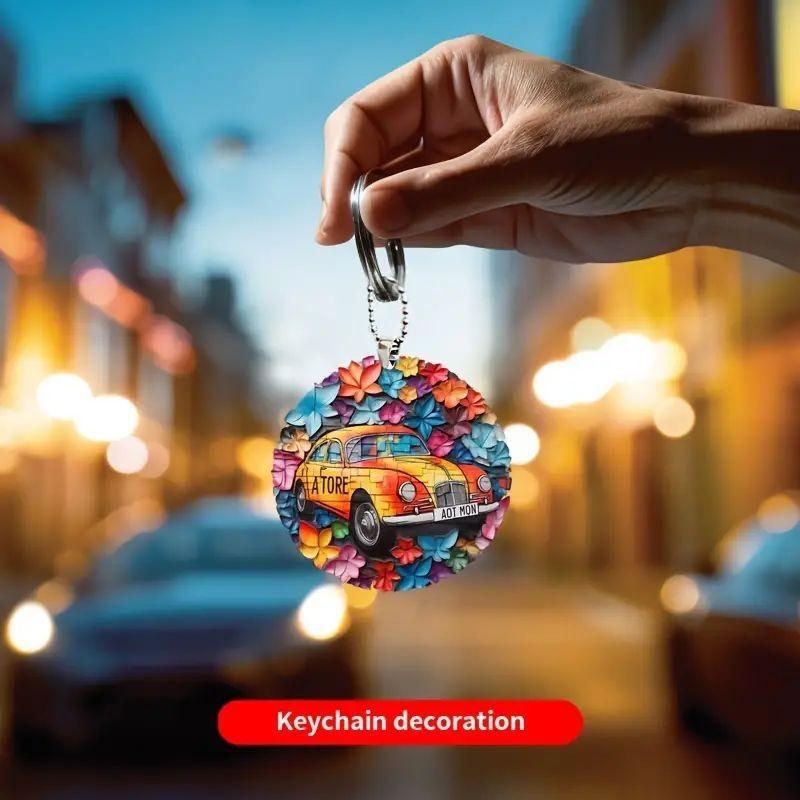 Acrylic Vibrant Car Decorative Pendant Charming Floral Design For Vehicles Stylish