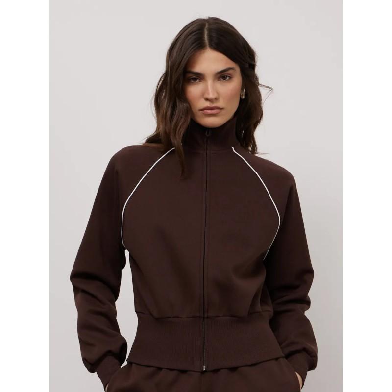 Womens Casual Commute Outfit Long Sleeve Zip Cardigan Loose Pants Set