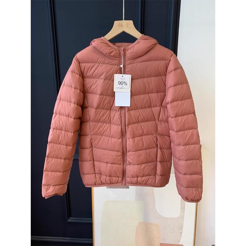 White duck down women's hooded soft, comfortable and warm, fashionable and light down jacket, winter