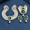 Women's Fashion Light Luxury Short Style Imitation Zircon Rhinestone Necklace Earrings Bracelet Zircon Set Party Festival Gift