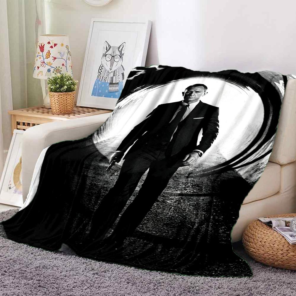 1Pc James Bond Shadows Blanket Soft And Comfortable Casual Warm Camping Travel Christmas Halloween Xmas Gift Em92429