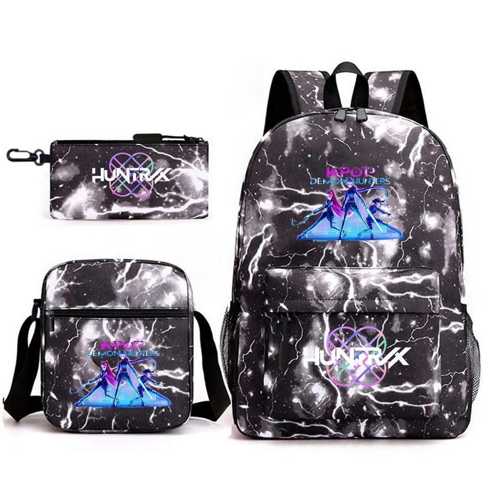 Demon Hunter Girl Group Backpack Kpop Backpack Digital Color Printing Boys And Girls School Bag Shoulder Bag Three-Piece Set