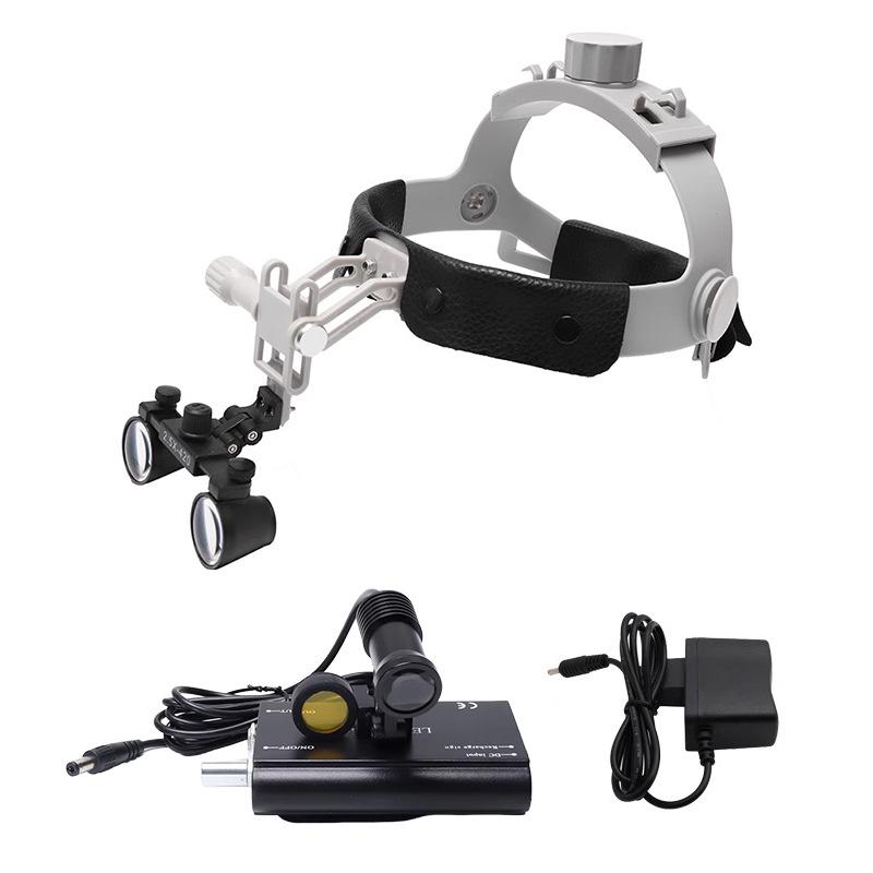 White Head-Mounted Surgical Dental Magnifier 2.5x 3.5x for Medical and Cardiovascular Examination