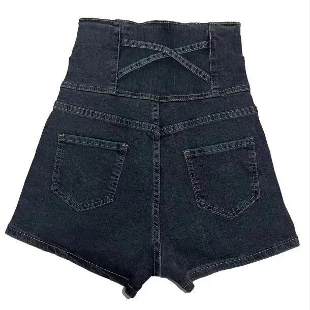 Women's Retro High-Waisted Denim Overalls - Sweet & Spicy Style, Versatile Wide-Leg, Slimming Shorts