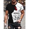 Jesus Print Men's T-shirt Summer Daily Casual Men's T-shirt Outdoor Sports Loose Comfortable Short-sleeved Top God Bless You