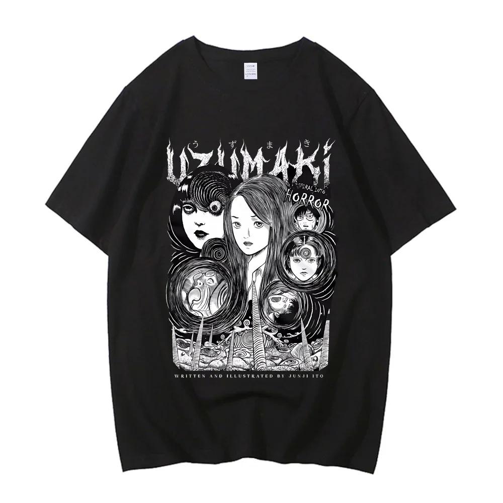 Kreslené tričko Junji Ito Uzumaki Horor Japonsko Guro Vtipné Dívčí Anime Vysoce kvalitní bavlněné tričko Dárkové tričko