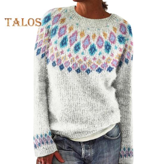 Женский свитер с круглым вырезом и длинным рукавом с 3D-цифровым принтом, трикотажные топы свободного кроя, повседневная трикотажная одежда для работы и вечеринок XL белый