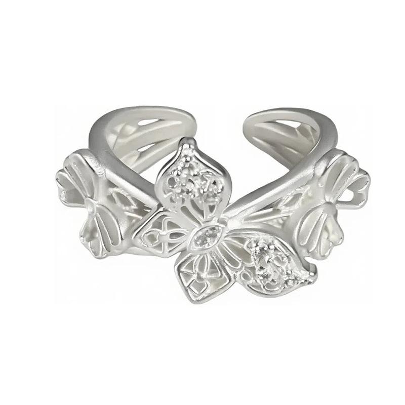 Yunjian Streamer Sweet Wind Niche Design Butterfly Flower Ring Female Enamel Hollow Stacked Ring Tide