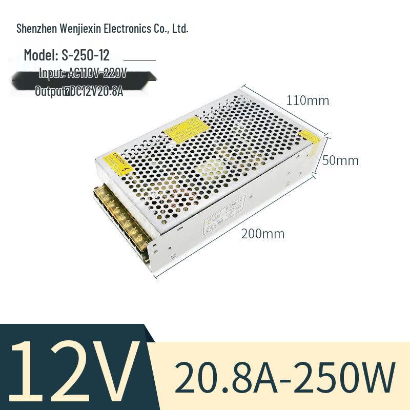 

Промисловий світлодіодний трансформатор живлення 220 В на 12 В 10 А/20 А з алюмінієвим корпусом