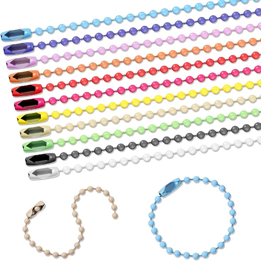 Colorful Ball Bead Connector Chain 20/12cm Fits KeyRing Key Iron Chain Dolls Label DIY Jewelry Making Toy Hanging Chain