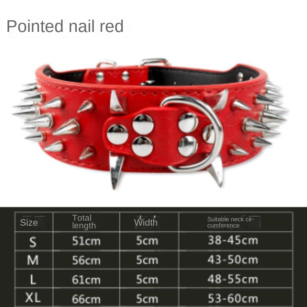 Wide Luxurious Leather Dog Collar Sharp Spike Studded Dog Collars for Rottweiler Pitbull Large X-Large Training Dogs