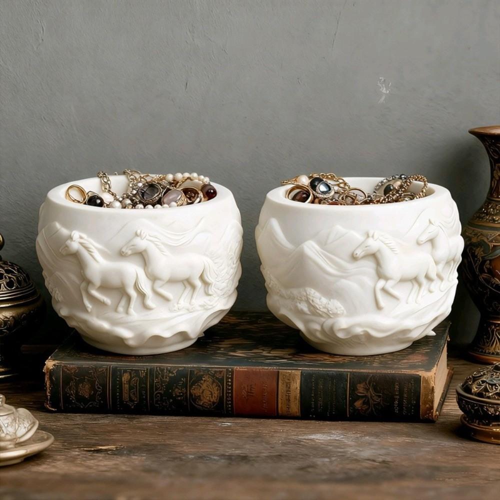 New Embossed Horses Silicone Mold DIY Horse Plaster Molds Scented Candle Cup Mold Plaster Tools Plant Pot Resin Mold