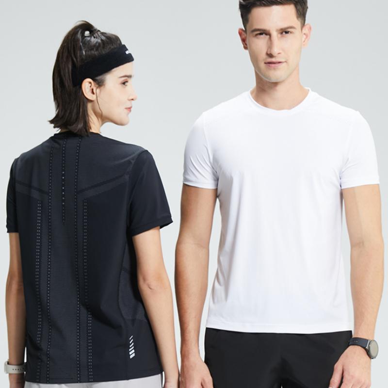 Mens Running T-shirt Breathable Trainin Tops Outdoor Workout Sweatshirt Male Muscle Fit Short Sleeve Tees Gym Sweatshirt Elastic