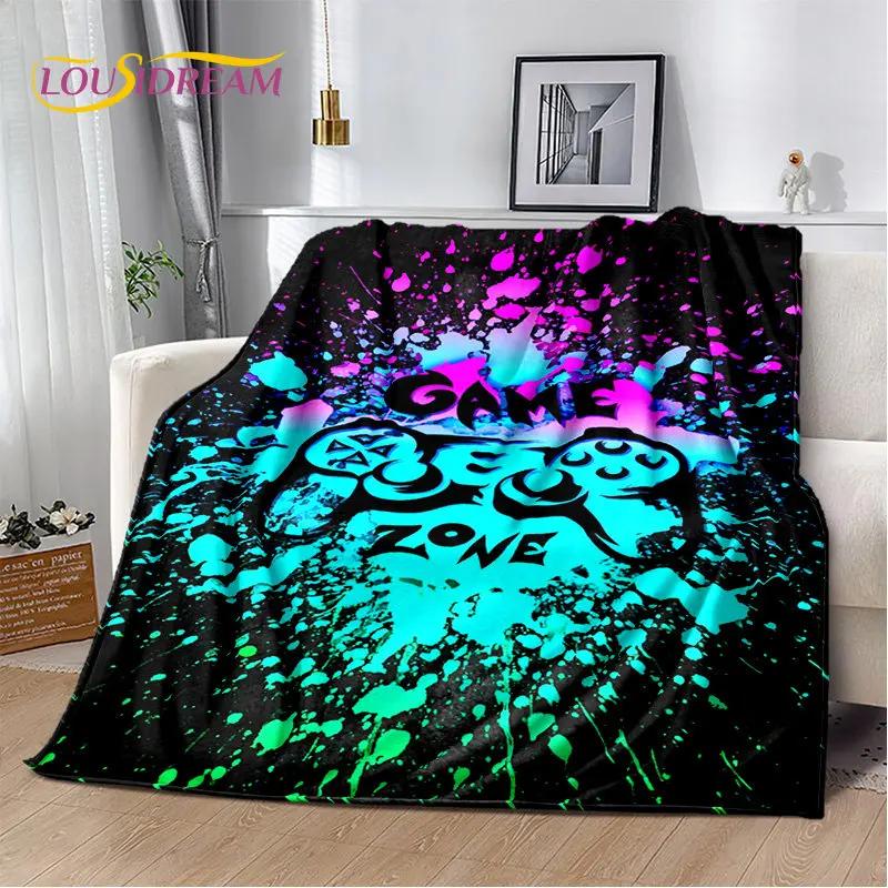 Cartoon-Gamer-Gamepad-Game-Over-weiche Plüschdecke, Flanelldecke, Überwurf, Deckenbezug für Wohnzimmer, Schlafzimmer, Betten, Sofa, Picknick