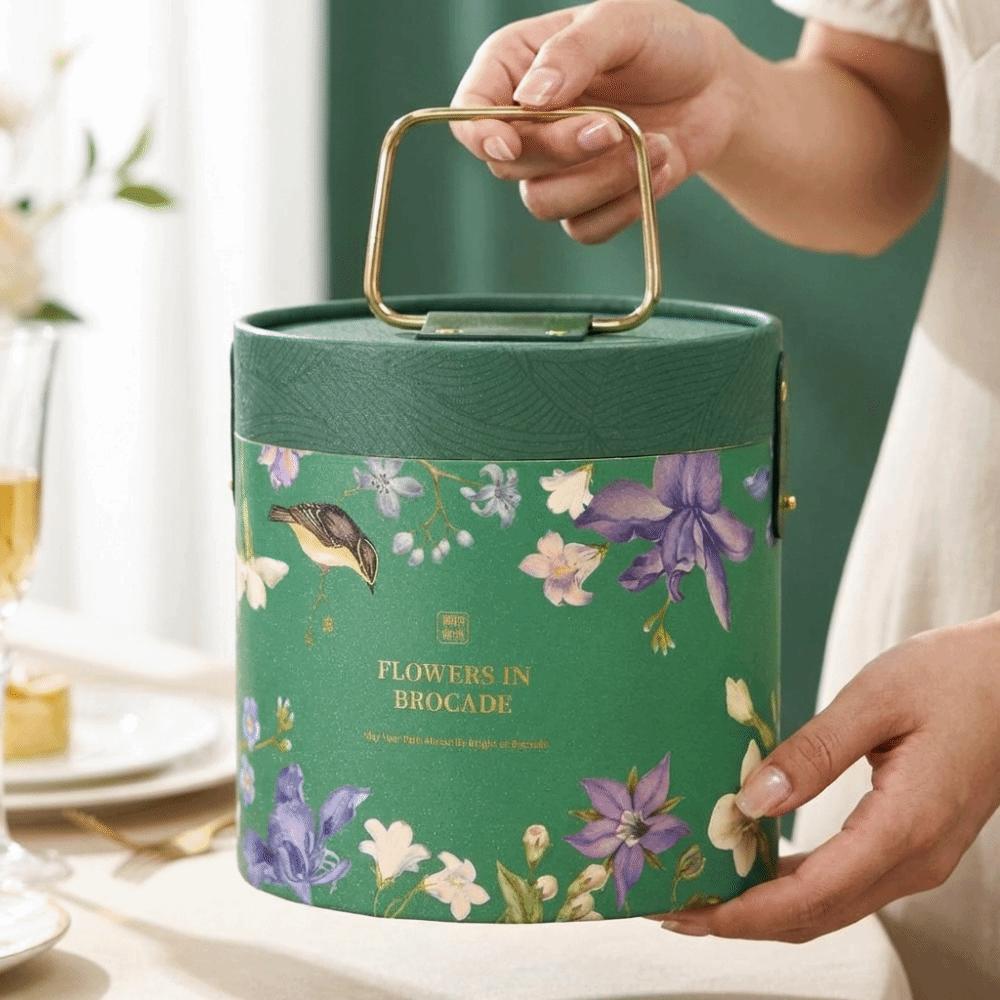 Hot Stamping Process Rice Dumpling Gift Box Traditional Handheld Round Bucket  Wedding