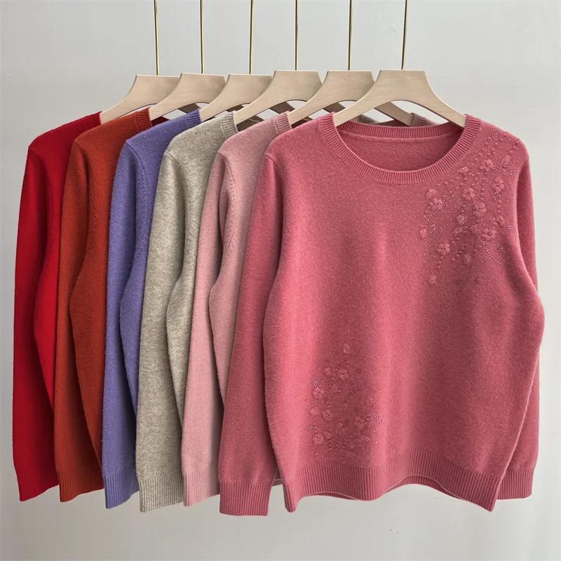 Svetr pro ženy Zimní Bavlněný Zesílený Pulovr Teplý Pletený Pružný Dlouhý Rukáv Nadměrný Svetr Svetrové Topy