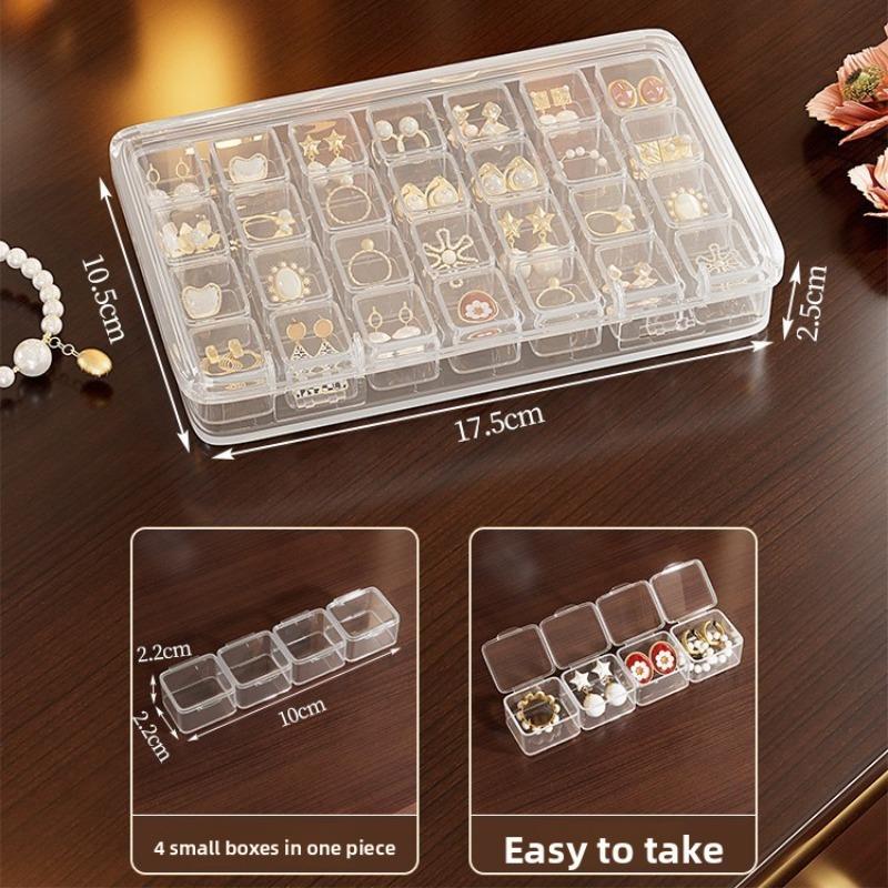 Transparent Plastic Earring Storage Box with Multiple Compartments and Anti-Oxidation Feature