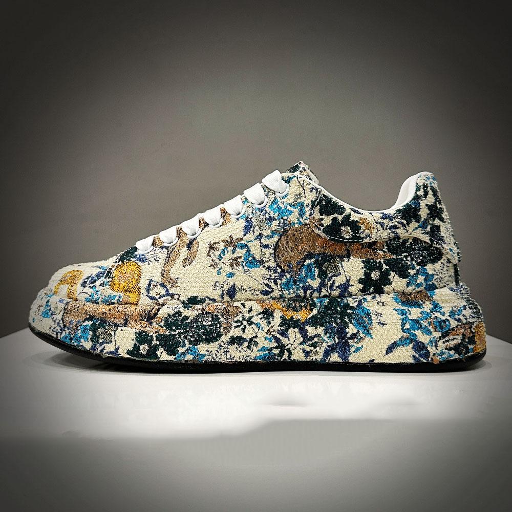 New Men's All Match Rhinestone Floral Pattern Causal Shoes Flats Male Sports Walking Sneakers  Zapatillas Hombre
