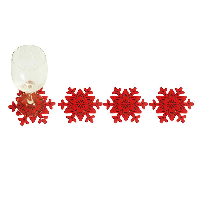 4Pcs/Set Christmas Coaster Christmas Snowflake Coasters Xmas Noel Ornaments Snowflake Coaster Home Kitchen Tabletop Decoration
