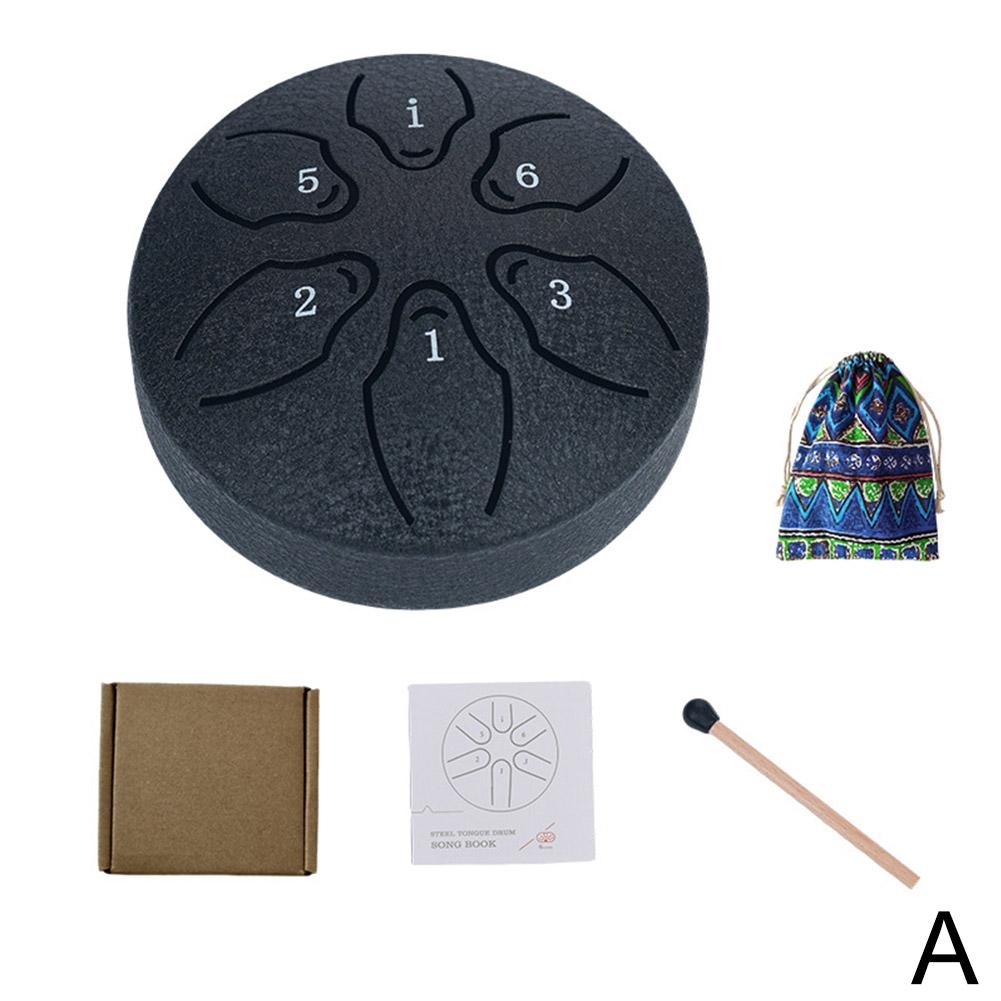 3 Inch 6-Tone Steel Tongue Drum Mini Hand Pan Drums with Drumsticks Percussion Musical Instruments Drum Accessories