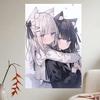 Anime Cat Girl Tapestry Two Neko Girls Hug Aesthetic Wall Hanging Polyester Room Decoration Items Home Bedroom Dorm Background