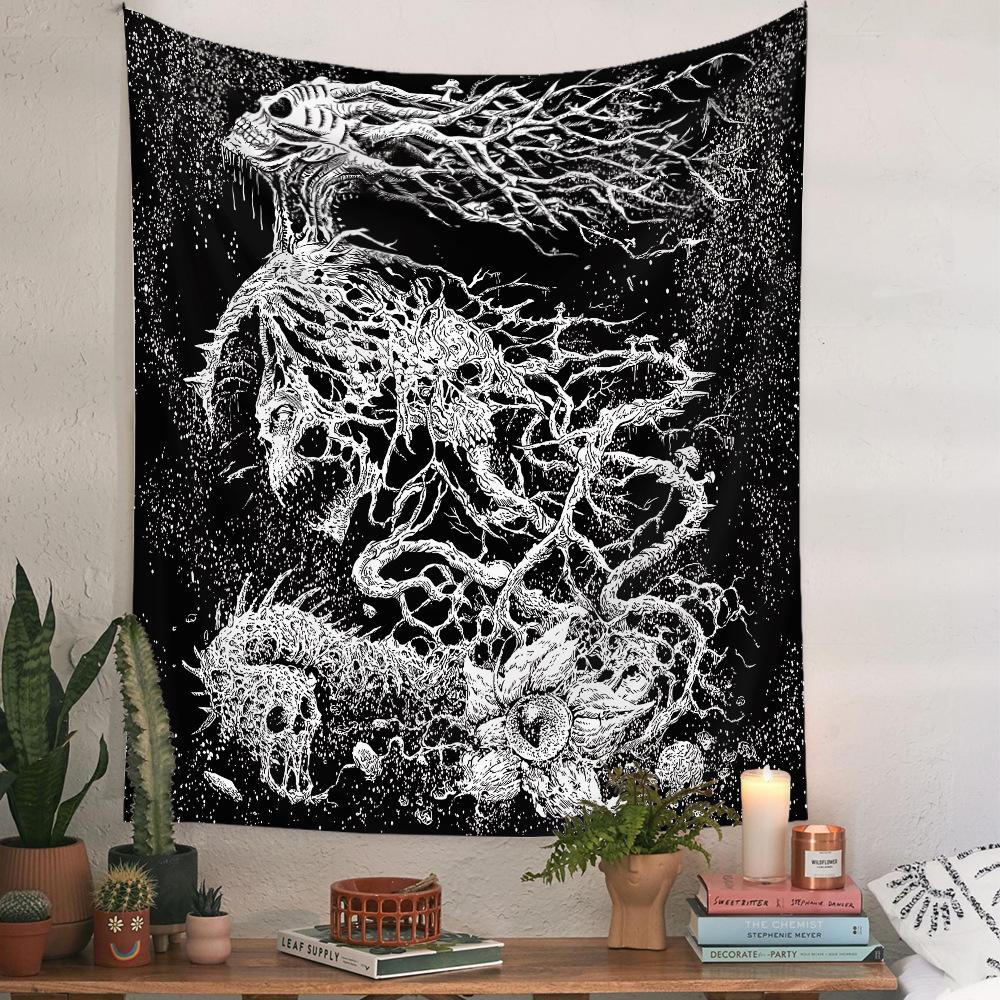 VIKAMA Cthulhu Style Twisted Roots Tapestry Dark Abstract Art Wall Hanging for Bedroom Gaming Room Gothic Decor
