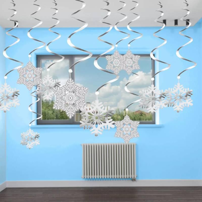 Charming Christmas Snowflake Hanging Decorations With Spiral Design For Festive Displays