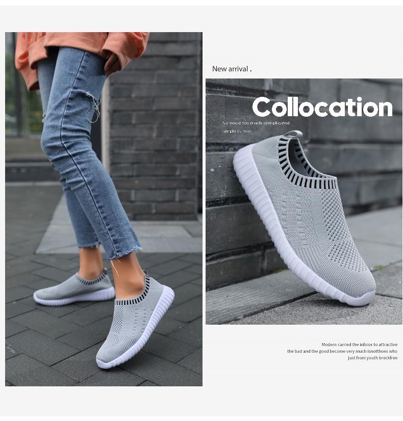Women's 2025 Spring/Summer Mesh Slip-On Running Shoes - Breathable Knit Sports Shoes for Girls