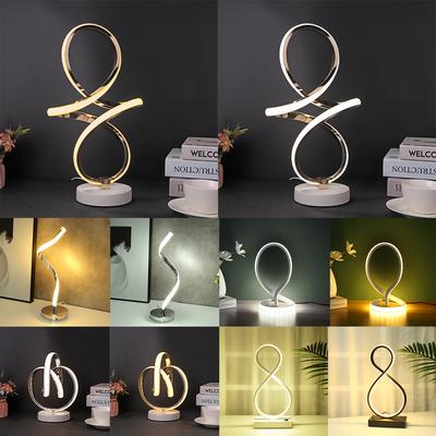 Simple Modern Spiral LED Desk Lamp Living Room Reading Home Bedside Table Decorative Lighting Bedroom with US Adapter