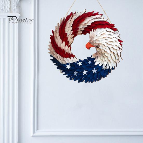 Independence Day Patriotic Eagle Wooden Plaque Red White Blue Bird Indoor Outdoor Front Door Wall Hanging Garland Pendant 4th of July Festival