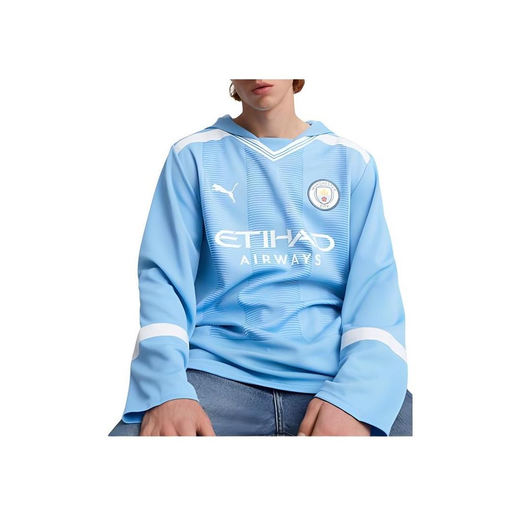 Puma Manchester City Oversized Winter Football Jersey Retro Comfortable Long Sleeve Men jersey Light-Blue 774346-01
