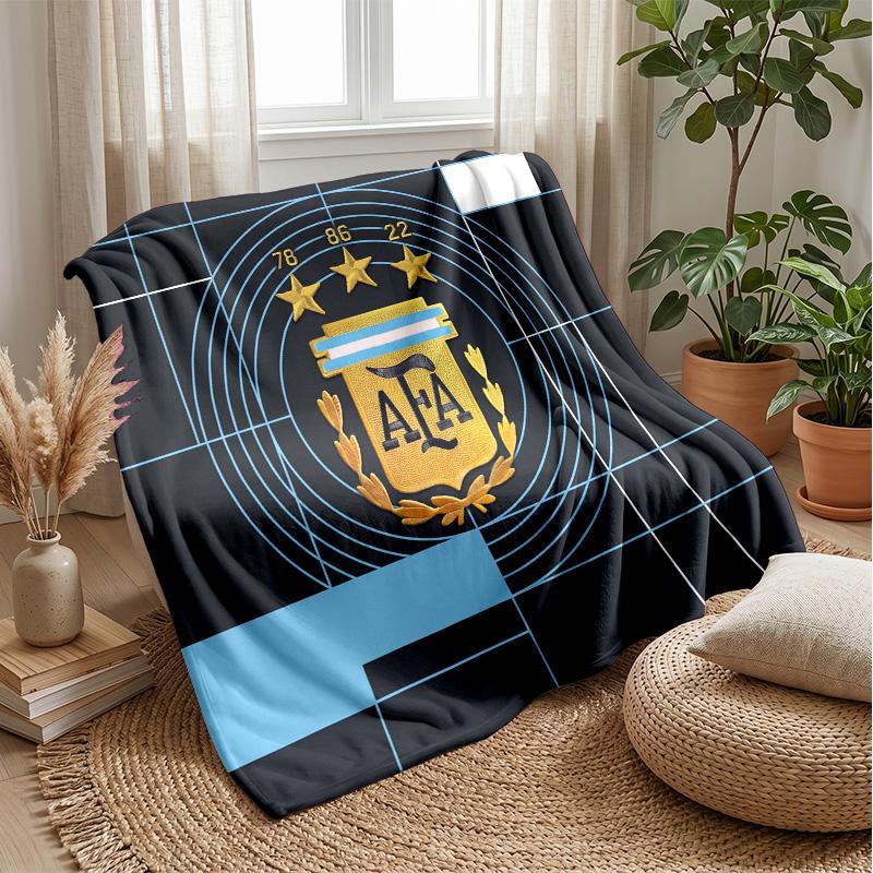 Argentina Football Printed Flannel Blanket Skin Friendly Warm Decorative Throw for Indoor Couch Bed Daily Use