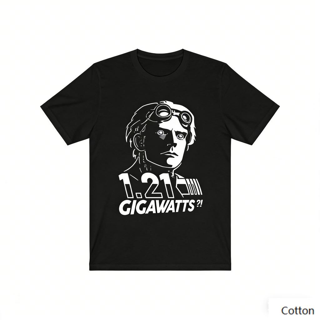 Vintage Back To The Future Inspired 121 Gigawatts Print Pure Cotton Crew Neck Tee Unisex Retro SciFi Streetwear Casual Short