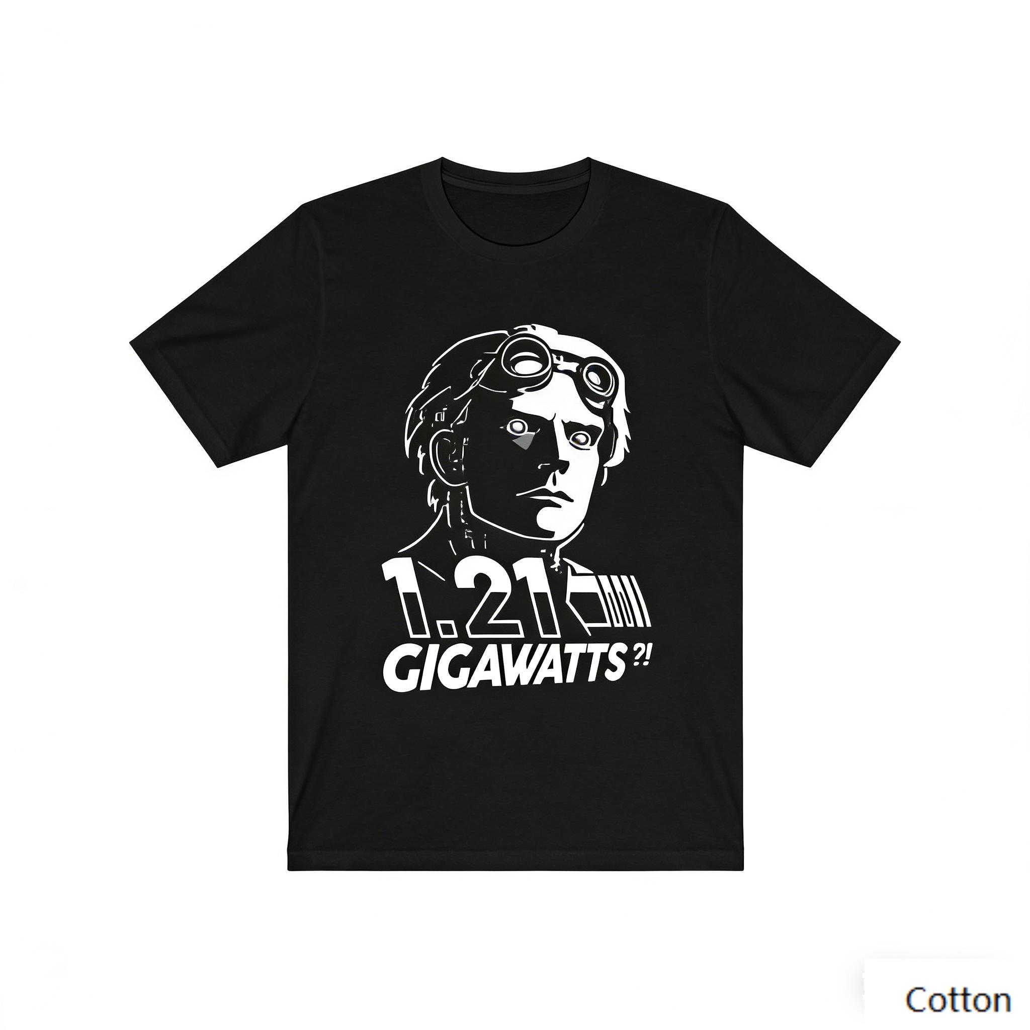 

Vintage Back To The Future Inspired 121 Gigawatts Print Pure Cotton Crew Neck Tee Unisex Retro SciFi Streetwear Casual Short S