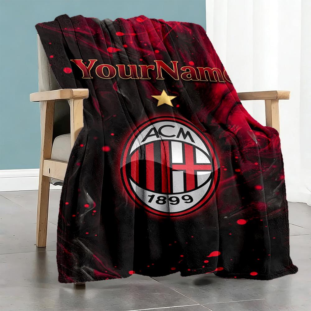 Ac Milan Personalized Text Blanket Gift Personalized Blanket Soft & Cozy Perfect for Couch Sofa Office Nap Ideal for All Seasons