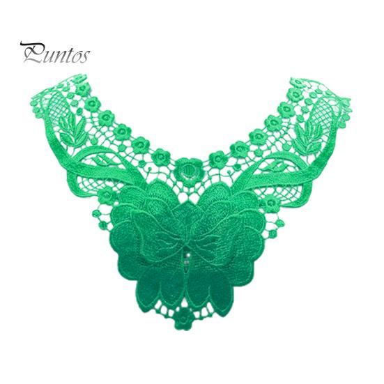 

Женский кружевной воротник с вышитыми цветами, аппликациями, цветным кружевным вырезом для самостоятельного шитья, свадебного платья на Хэллоуин, косплея зелёный