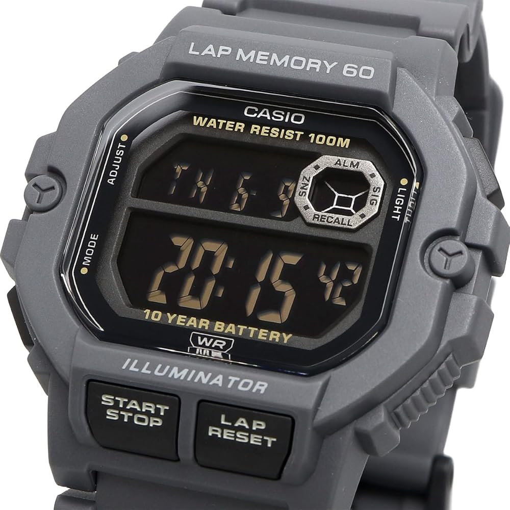 Casio Sports Gear Digital Men's Watch 60 Lap Memory Function Gray Black Reverse LCD