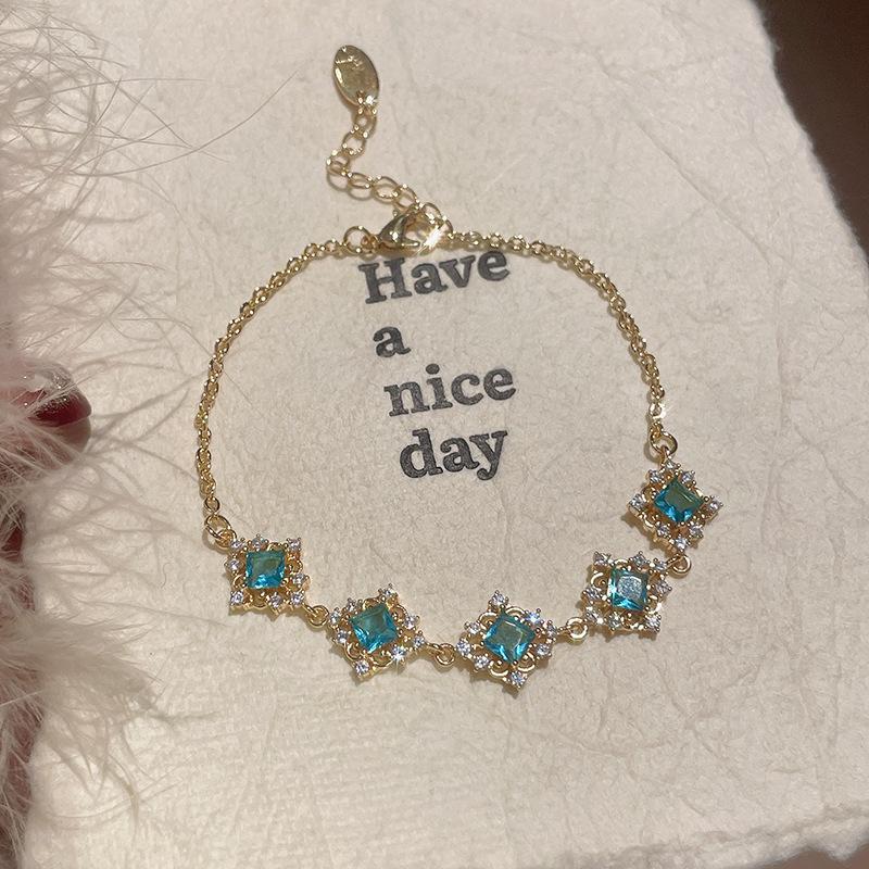 Браслет Ромб Цветок с цирконами: Легкая роскошь, Высококачественные, Изысканные, Модные женские украшения