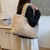 New fashionable solid color simple casual plush portable shoulder underarm bag beautiful fluffy portable handbag