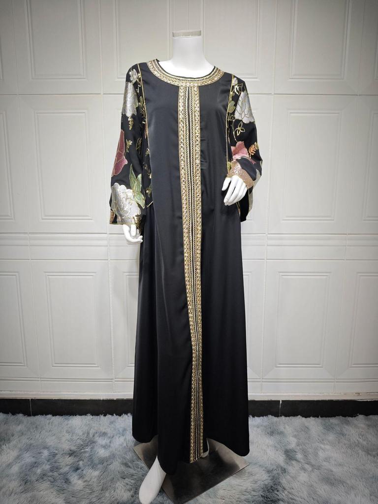 AB415 Dubai Robe: Besticktes Pailletten-Kaftan-Kleid für Damen