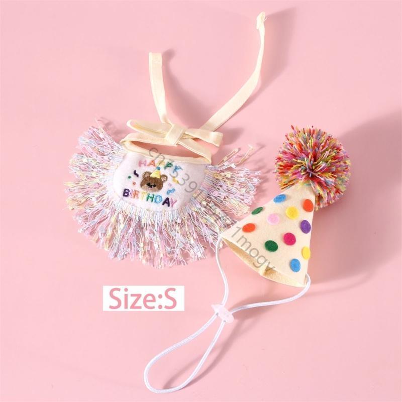 Dogs Birthday Hat with Bandanas Delicate Dogs Summer Spring Celebration Hat R7UB