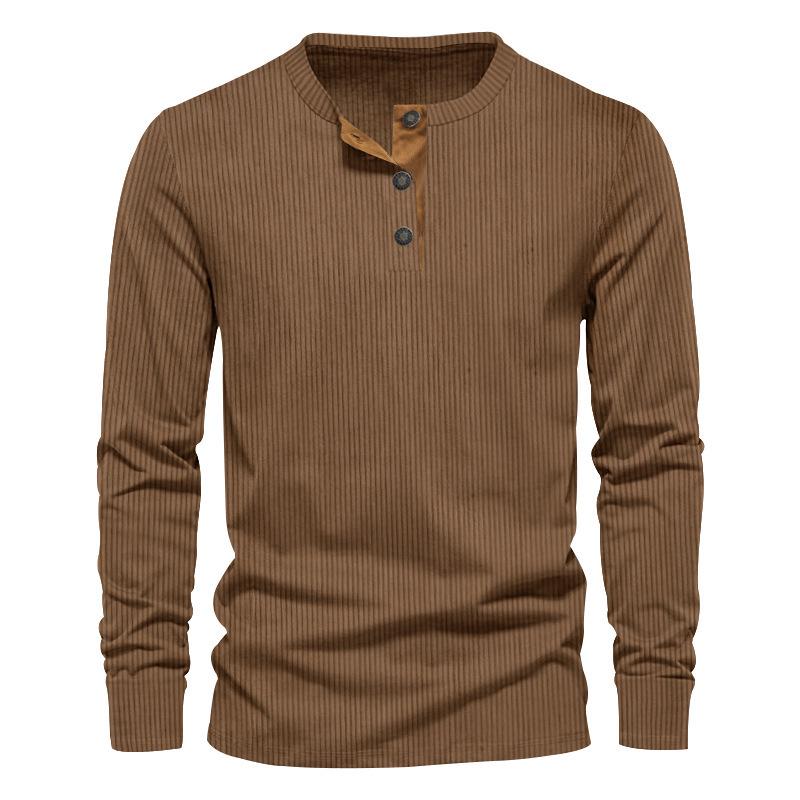 Men's 2026 Corduroy Henley Slim Fit Long Sleeve T-Shirt