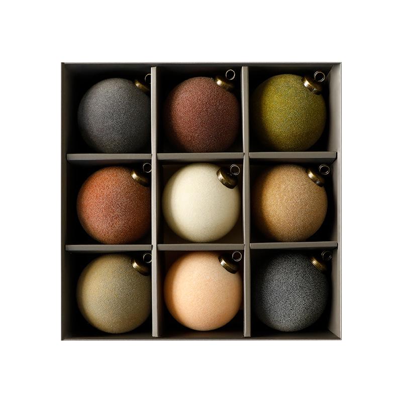 Christmas Ornament Set: DIY Flocked Ball Pendants with Gift Box for Tree Decoration