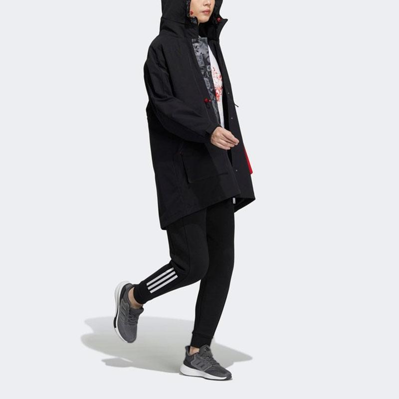 Adidas Cny Tiger Year Limited Edition Fleece-Lined Mid-Length Woven Hooded Jacket Women Outerwear Black HC2792